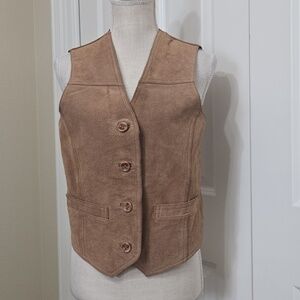 Kathy Ireland Light Brown Suede Vest SZ M In Excellent Condition